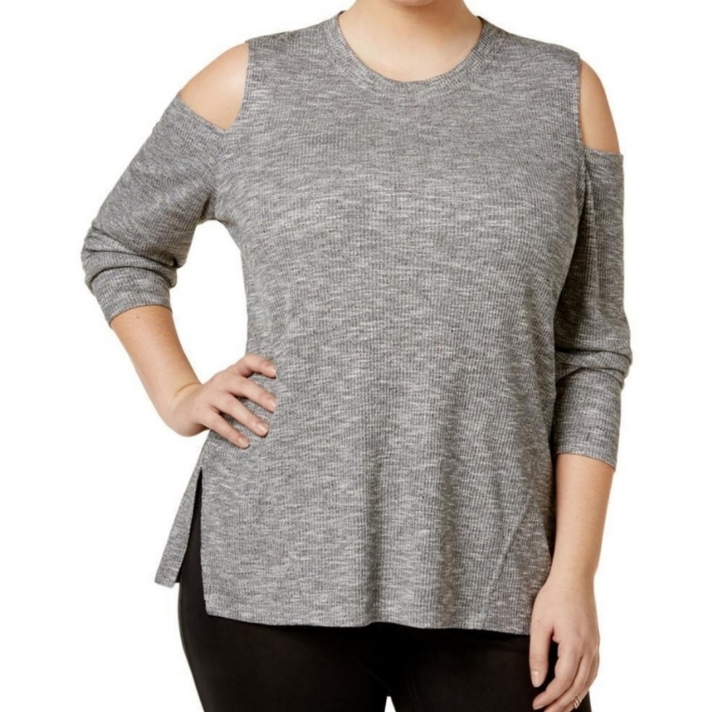 RACHEL Rachel Roy Heather Gray Cold Shoulder Top Size XXL